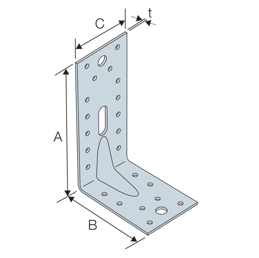 150mm x 90mm x 65mm RIBBED ANGLE BRACKET BOX 50