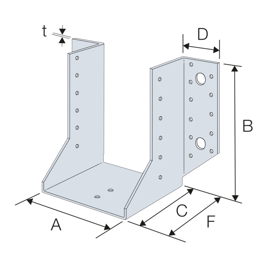 250mm x 50mm SAE HEAVY U HANGER EXTERNAL BOX 25