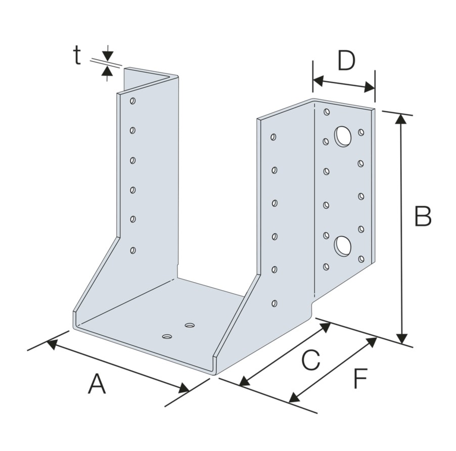 380mm x 50mm SAE HEAVY U HANGER EXTERNAL BOX 25