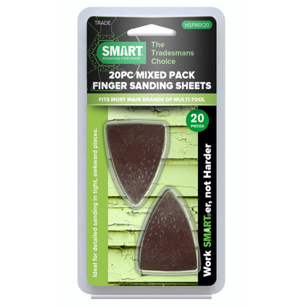 FINGER SANDING SHEETS ALLSORTED 20-PK 5No OF EACH 60g 80g 120g & 240g