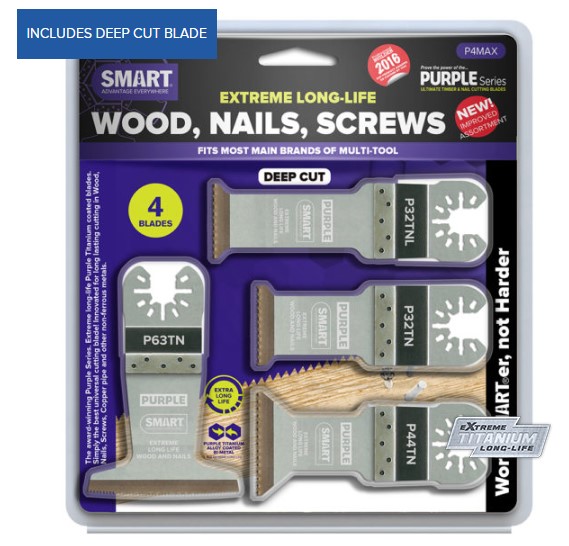 BI-METAL WOOD NAILS SCREWS BLADE SET 4-PCE