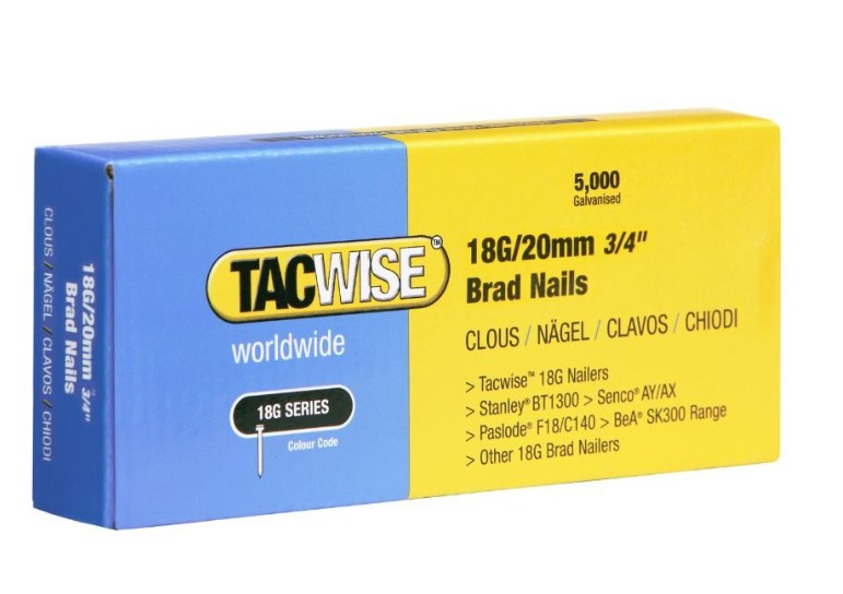 20mm 18-GAUGE BRAD NAILS STRAIGHT GALVANISED (NO GAS) 5000-PK