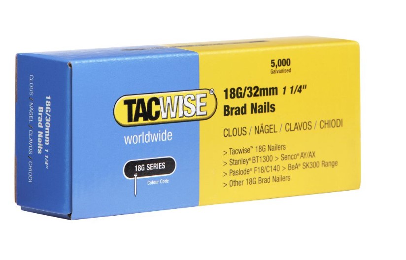 32mm 18-GAUGE BRAD NAILS STRAIGHT GALVANISED (NO GAS) 5000-PK