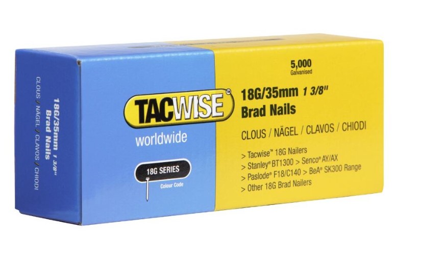 35mm 18-GAUGE BRAD NAILS STRAIGHT GALVANISED (NO GAS) 5000-PK