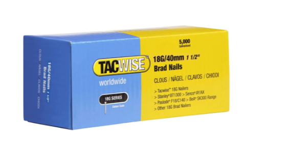 40mm 18-GAUGE BRAD NAILS STRAIGHT GALVANISED (NO GAS) 5000-PK