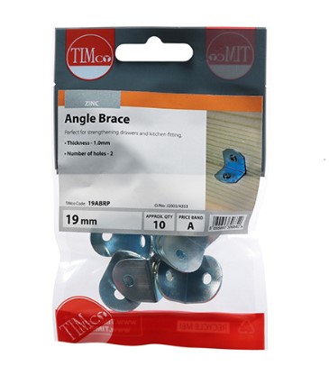 19mm (3/4") ANGLED BRACE ZINC PLATED 10-PCE