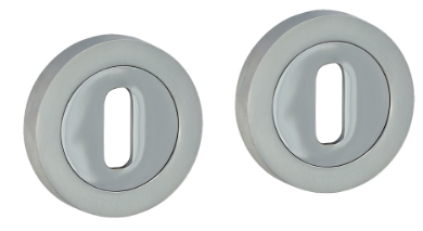 51mm (2") STANDARD KEY ESCUTCHEON POLISHED & SATIN CHROME 1-PR