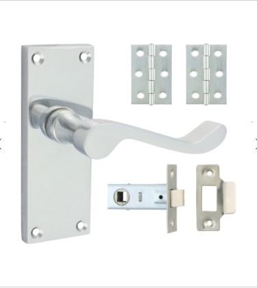 VICTORIAN SCROLL LEVER LATCH DOOR PACK POLISHED CHROME PAIR-QTY-1