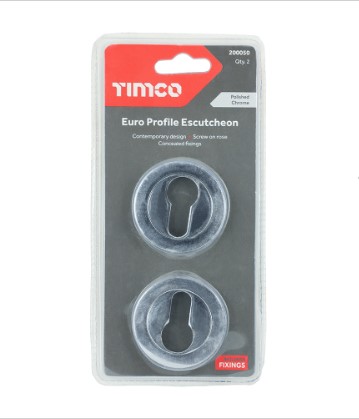 51mm (2") EURO PROFILE ESCUTCHEON POLISHED CHROME 1-PR
