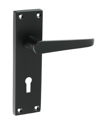 VICTORIAN STRAIGHT LEVER LOCK DOOR HANDLES MATT BLACK