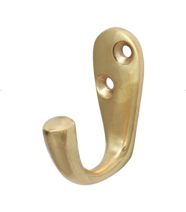 44mm (1 3/4") SINGLE ROBE HOOK POLISHED BRASS 1-PCE