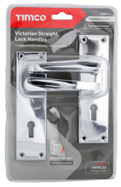 VICTORIAN STRAIGHT LEVER LOCK DOOR HANDLES POLISHED CHROME