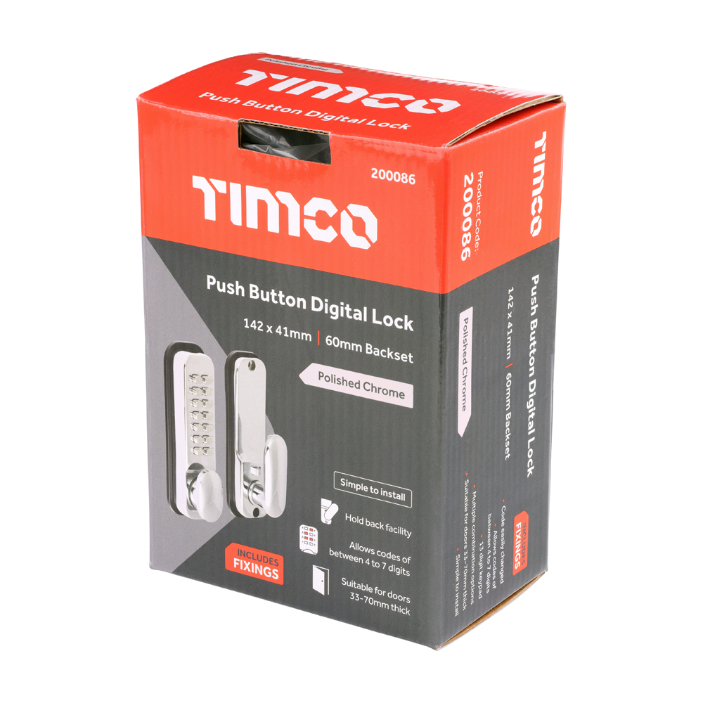 DIGITAL DOOR LOCK WITH HOLDBACK POLISHED CHROME