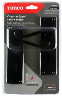 VICTORIAN SCROLL LEVER LOCK HANDLES MATT BLACK PAIR-QTY-1