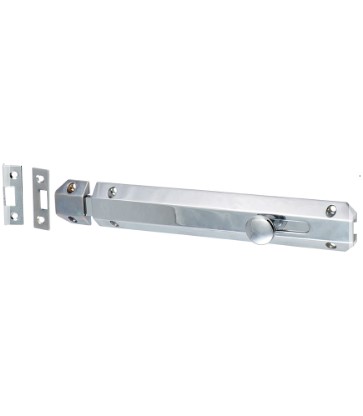 210mm (8 1/4") SURFACE DOOR BOLT POLISHED CHROME 1-PCE