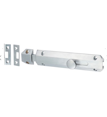 150mm (6") SURFACE DOOR BOLT SATIN CHROME 1-PCE