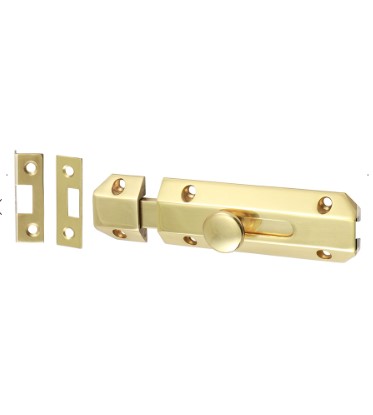 100mm (4") SURFACE DOOR BOLT POLISHED BRASS 1-PCE