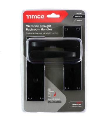 VICTORIAN STRAIGHT LEVER BATHROOM DOOR HANDLES MATT BLACK