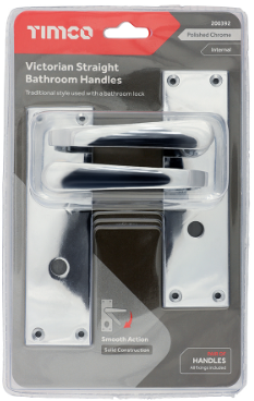 VICTORIAN STRAIGHT LEVER BATHROOM DOOR HANDLES POLISHED CHROME
