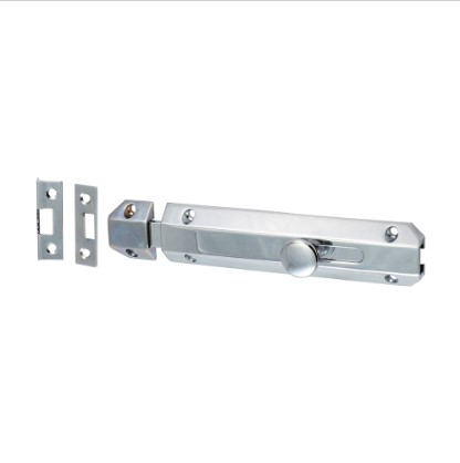 150mm (6") SURFACE DOOR BOLT POLISHED CHROME PACK-QTY-1