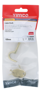 100mm (4") CABIN HOOK POLISHED BRASS PACK-QTY-1