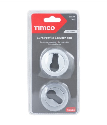 51mm (2") EURO PROFILE ESCUTCHEON SATIN CHROME PAIR-QTY-1