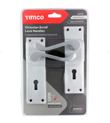 VICTORIAN SCROLL LEVER LOCK SATIN CHROME PAIR-QTY-1