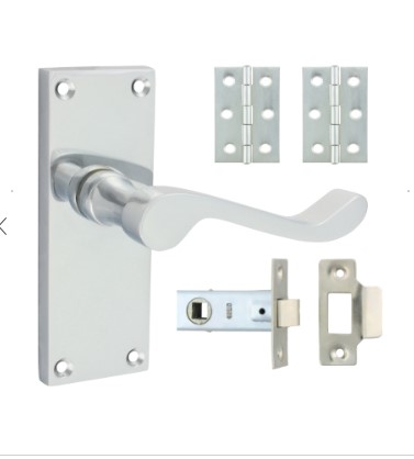 VICTORIAN SCROLL LEVER LATCH DOOR PACK SATIN CHROME PAIR-QTY-1