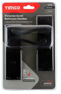 VICTORIAN SCROLL LEVER BATHROOM HANDLES MATT BLACK PAIR-QTY-1