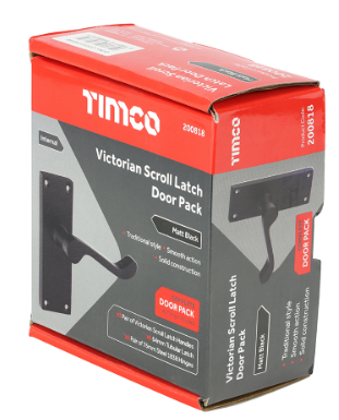 VICTORIAN SCROLL LEVER LATCH DOOR PACK MATT BLACK PAIR-QTY-1