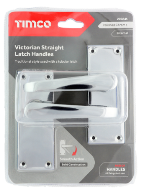 VICTORIAN STRAIGHT LEVER LATCH DOOR HANDLES POLISHED CHROME BOX-QTY-1