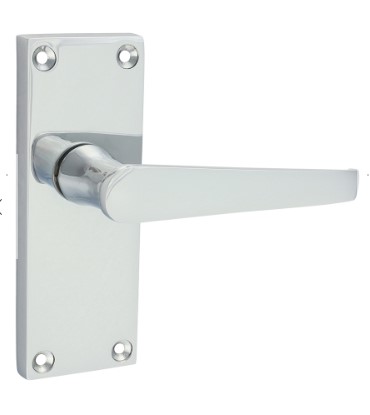 VICTORIAN STRAIGHT LEVER LATCH DOOR HANDLES POLISHED CHROME PAIR-QTY-1