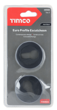 51mm (2") EURO PROFILE ESCUTCHEON MATT BLACK PAIR-QTY-1