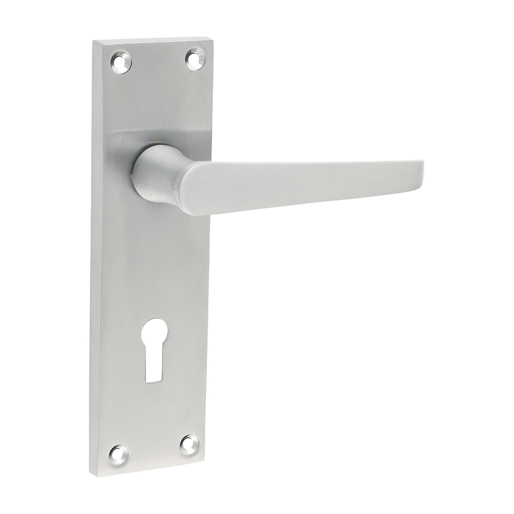 VICTORIAN STRAIGHT LEVER LOCK DOOR HANDLES SATIN CHROME TIMCO