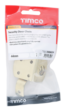 44mm (1 3/4") SECURITY DOOR CHAIN ELECTRO BRASS PACK-QTY-1