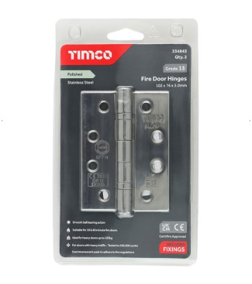 100mm x 75mm (4"x 3") BALL BEARING HINGE GRADE 13 ELECTRO BRASS ON S/STEEL PAIR-QTY