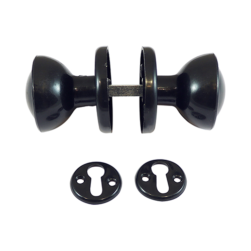 RIM/MORTICE KNOB BLACK PLASTIC