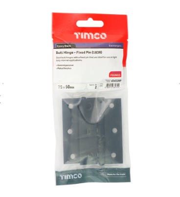 75mm (3") PLAIN BUTT HINGE BLACK PAIR-QTY-