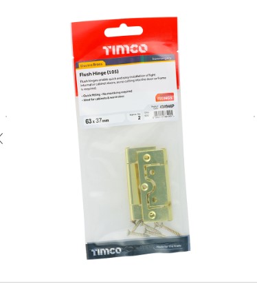 63mm (2 1/2") FLUSH HINGE ELECTRO BRASS PAIR-QTY-1