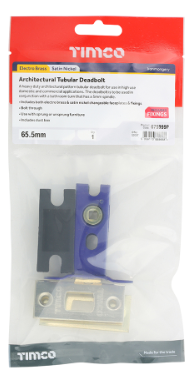 64mm (2 1/2") TUBULAR DEADBOLT ELECTRO BRASS & SATIN NICKEL BAG-QTY-1