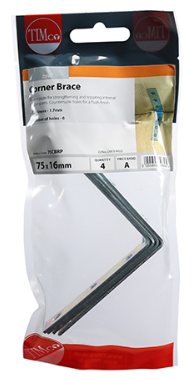 75mm x 75mm x 16mm CORNER BRACE ZINC PLATED 4-PK
