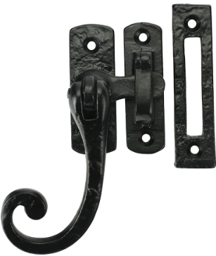 CASEMENT FASTENER CURLY TAIL MORTICE & HOOK PLATE BLACK