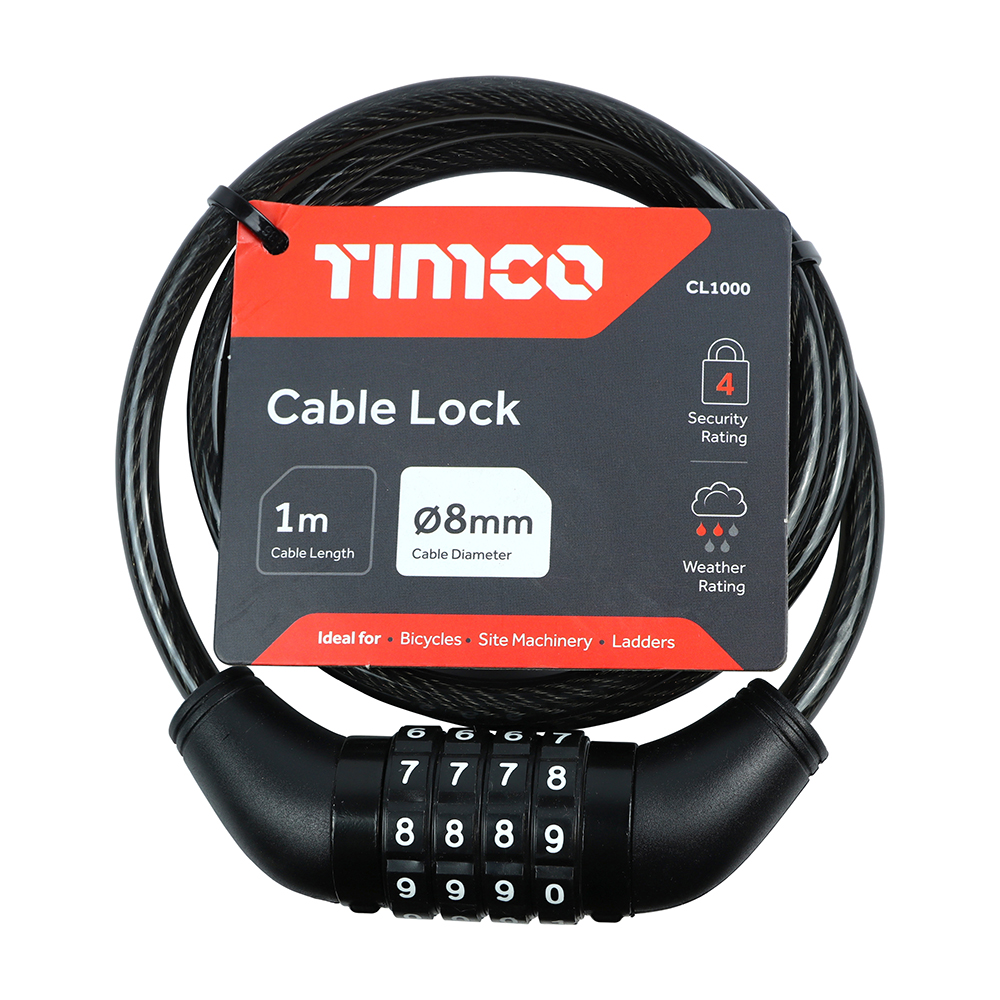 8mm x 1m COMBINATION CABLE LOCK