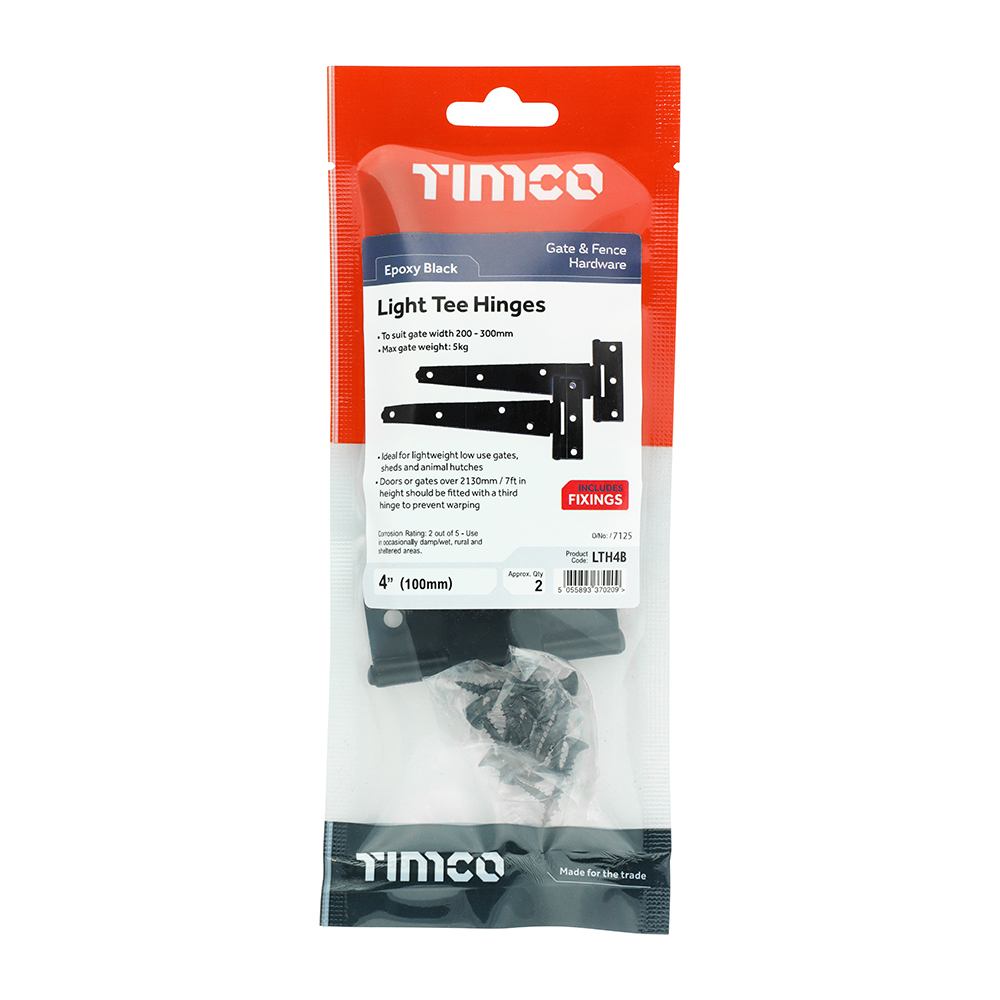 100mm (4") LIGHT DUTY TEE HINGE BLACK