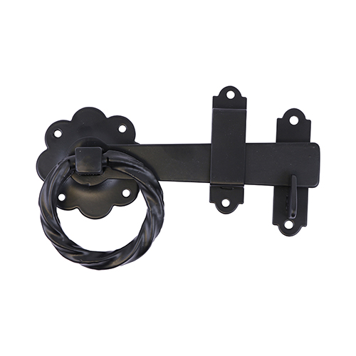 150mm (6") RING GATE LATCH TWISTED BLACK