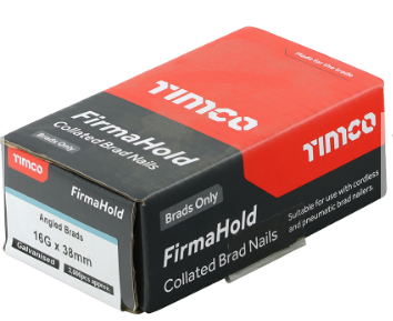 38mm (1 1/2") 16-GAUGE BRAD NAILS ANGLED GALVANISED (NO GAS) 2000-PK TIMCO