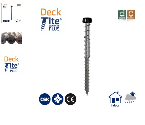 4.8 x 53mm DECK-TITE COMP/PLUS DECKING SCREW BLACK HEAD, STAINLESS STEEL 200-BOX