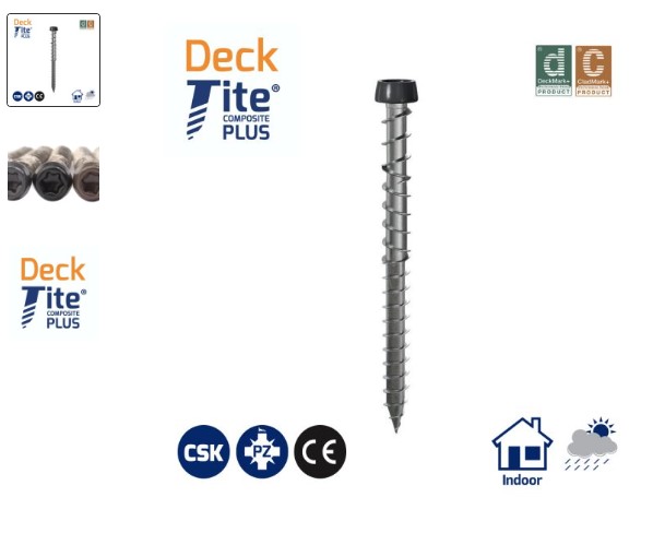 4.8 x 53mm DECK-TITE COMP/PLUS DECKING SCREW D/GREY HEAD, STAINLESS STEEL 200-BOX