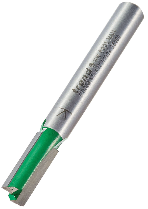 6.3mm DIA x 16mm CUT x 1/4" SHANK TWO FLUTE CUTTER TREND