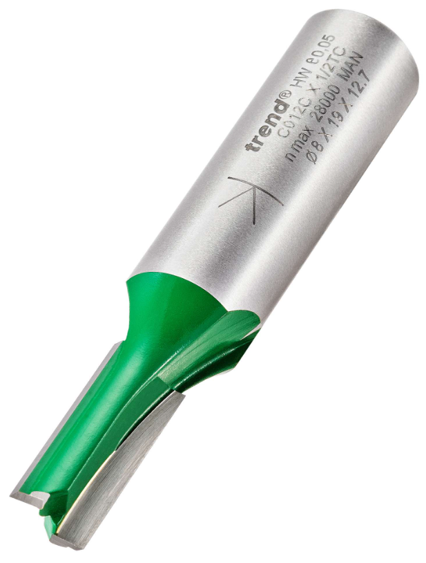8.0mm DIA x 19.0mm CUT x 1/2" SHANK TWO FLUTE CUTTER TREND
